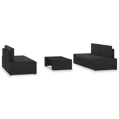 Immagine prodotto di set 5 pezzi da giardino in poly rattan nero