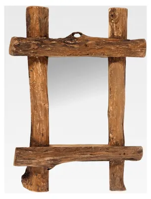 Produktbild von Spiegel aus Vintage Teakholz mit Treibholzrahmen, 45x60x5 cm (BxHxT), Natur
