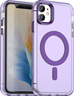 Produktbild von Magnetisch Hülle für iPhone 11, Schlank Durchscheinend Matt Stoßfest Handyhülle Lila
