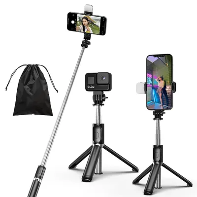Obrázok produktu pre Selfie tyč so zabudovaným svetlom, 4-v-1, výsuvný statív s diaľkovým ovládaním