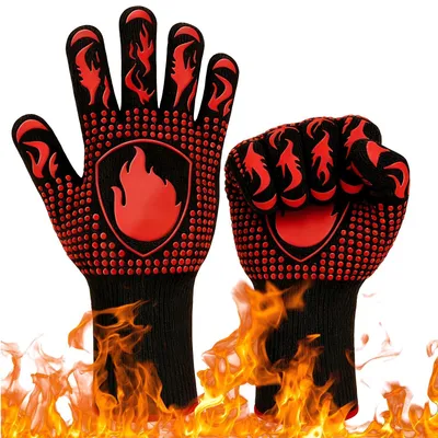 Image de Gants de barbecue - Résistants à la chaleur, pour griller et cuire au four