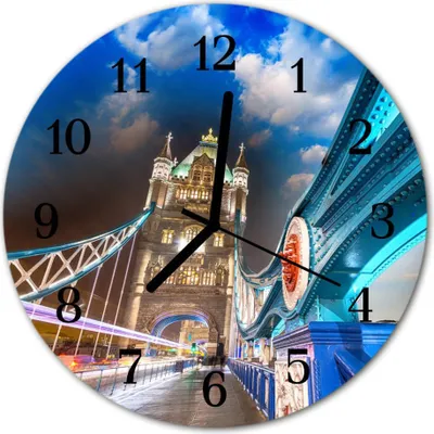 Produktbild von Glasuhr Wanduhr Küchenuhr Echt-Glas 30fi cm Brücke mehrfarbig