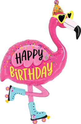 Produktbild von Shape Folienballon "Happy Birthday" Flamingo 107 cm
