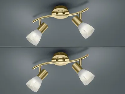 Produktbild von 2er SET 2-flammige LED Deckenstrahler Messing, Designklassiker Wohnzimmer & Flur