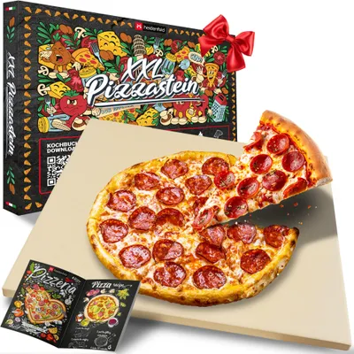 Produktbild von Heidenfeld Pizzastein 46,5 x 35,5 x 1,5 cm | Cordierit - Rechteckig - Für Backofen oder Grill - Zubehör Pizza Backen