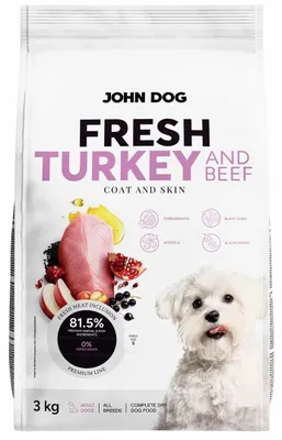 Obrázek produktu pro John Dog ADULT FRESH TURKEY & BEEF Karma sucha dla psa 3kg
