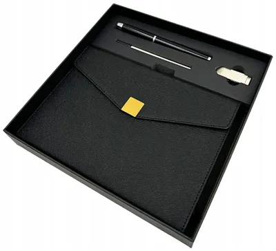 Immagine prodotto di Set regalo Premium A5 - Taccuino, penna a sfera, chiavetta USB da 16 GB (nero e oro)