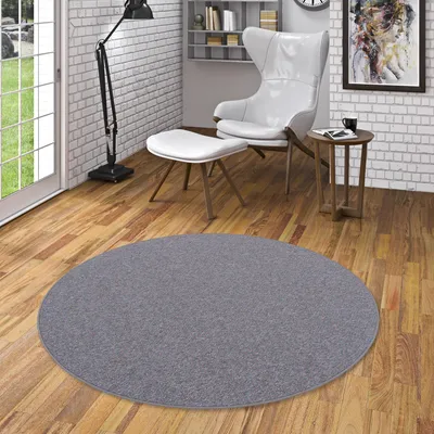 Produktbild von Schlingen Teppich Alma Grau Meliert Rund, Größe:200 cm Rund