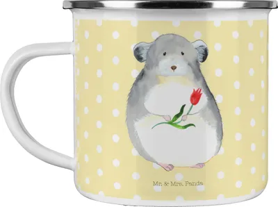 Produktbild von Mr. & Mrs. Panda Teetasse Chinchilla Blume - Gelb Pastell - Geschenk, Chaos, Haferl, Büro, Lustige Sprüche, Chinchillas, Teebecher, Glücklichsein, Pott, becher emaille