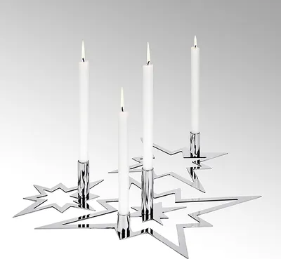Produktbild von Lambert Sirius Kerzenhalter 4 teilig, Edelstahl poliert, silber H10 cm,  50 x 42 cm 46149