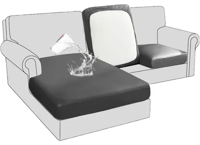 Image de Housses de coussins de canapé imperméables, en cuir synthétique extensible, de couleur grise, pour grands canapés