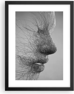 Produktbild von Gerahmtes Poster - Schwarzer Rahmen - Gesicht Grafiken Fäden - 30x40 cm - Wand Bild - Wanddeko - Wandbilder - Kunstposter - Wandposter - Bilderrahmen - Bilder - Kunstdruck - Wandbild - P2BPA30x40-4324