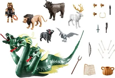 A collection of mythological figures and accessories from a PLAYMOBIL playset.