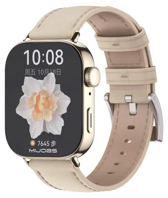 Obrázek produktu pro Kožený řemínek k chytrým hodinkám pro Huawei Watch Fit 5 4 / Fit 5 4 Pro / 3, béžový / zlatý