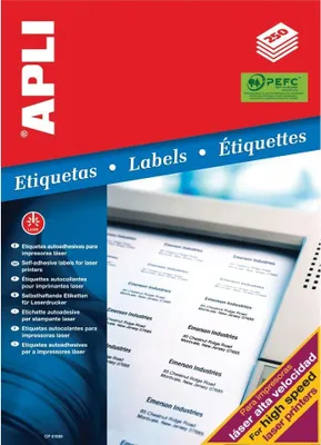 Immagine prodotto di Apli – etichette bianche, 97 x 67,7 mm (L x A), 2.000 pezzi, 8 per foglio (2523)