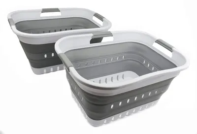 Image de Lot de 2 paniers à linge pliables - Solution gain de place