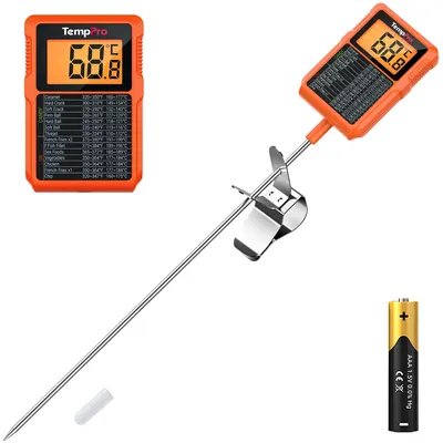 Fleischthermometer digital, 20 cm Sonde, -50 bis 300 °C, IPX5, mit Clip