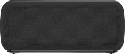 A black portable speaker is shown from the front.