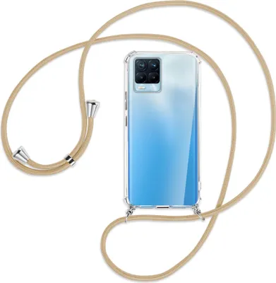 Produktbild von Handykette Backcover-Schutzhülle mit Band (Metall silberfarben) für Realme 8, Realme 8 Pro (6.4) - caramel