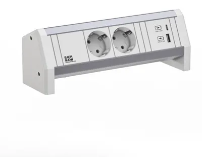 Productafbeelding van BACHMANN Bureau 2x CEE7/3, 1x USB A/C, 22W, GST18, RAL9010