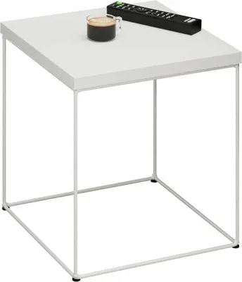 Productafbeelding van Koffietafel, vierkant, van metaal, 40x40x43 cm, wit + mat wit