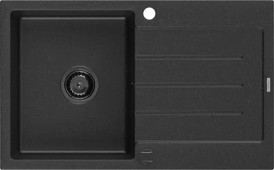 Produktbild von Mexen Bruno Granitspüle mit einem Becken und einer Abtropffläche 795 x 495 mm, Schwarz/Silbermetallic, Siphon Schwarz - 65137910