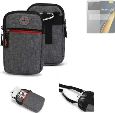 Produktbild von K-S-Trade Holster Gürteltasche kompatibel mit Xiaomi POCO X6 Pro 5G Handy Tasche Schutz Hülle grau Zusatzfächer 1x