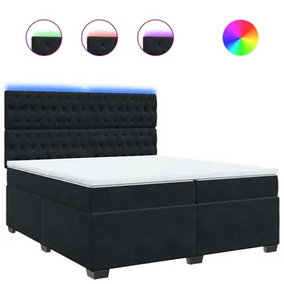 Produktbild von Boxspringbett mit Matratze Schwarz 200x200 cm Samt