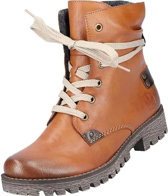 A single brown leather boot with laces.
