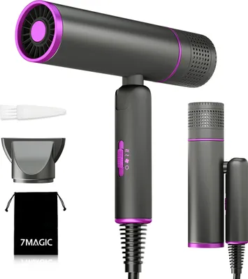 Produktbild von 7Magic Haartrockner mit einzigartigem bürstenlosem Motor, Innovativer Mikrofilter, Oxy Active Technology, Super leichter, 1600W (Grau)