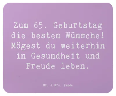 Produktbild von Mr. & Mrs. Panda Mouse Pad Spruch 65. Geburtstag Glückwünsche - Lavendeltraum - Geschenk, Mauspad, Mousepad, Feiern, herzlicher Wunsch, Freude, Geburtstagsgeschenk, pc