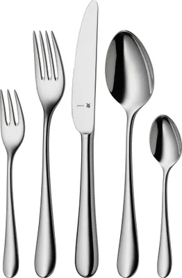 Produktbild von WMF Merit Besteckset 6 Personen, 30 teilig, eingesetzte Messerklinge, Cromargan protect Edelstahl poliert, glänzend, kratzbeständig, spülmaschinengeeignet