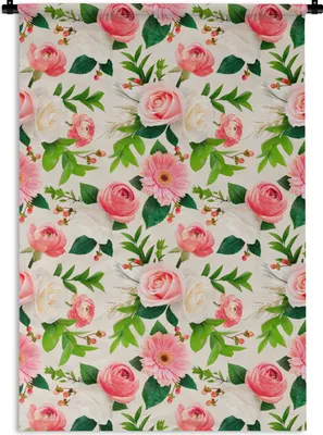 Produktbild von MuchoWow® Wandteppich Wandbehang Blumen - Rosen - Rosa 60x90 cm Tapisserie Dekoration Wandtuch - Foto-Teppich - Abwaschbar