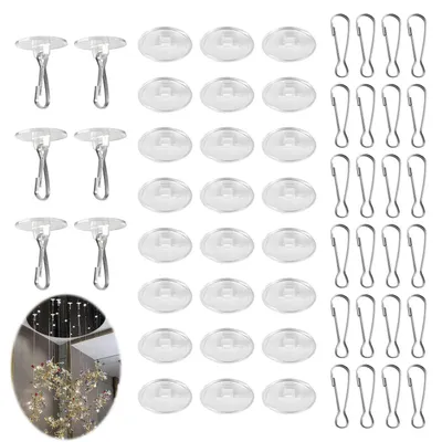 30 selbstklebende Decken- und Wandhaken, transparent, ohne Bohren