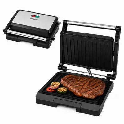 Obrázok produktu pre Elektrický Kontaktný Gril – Panini Toaster – Steak 800 W – Odkapovacia Miska, Obrázok generovaný UI