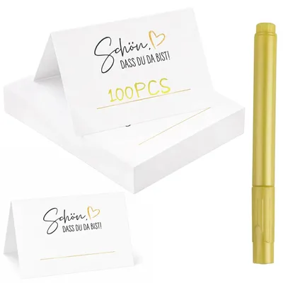 Tischkarten Hochzeit, 100 Stück, 11×8,5 cm, mit Textmarker