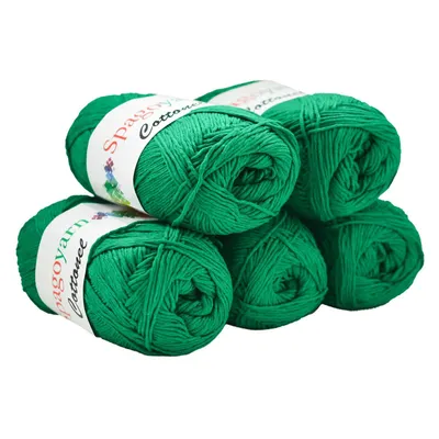 Produktbild von Strickgarn Baumwolleel Uni 5 x 100g Häkelgarn Strickwolle Handstrickgarn Farbwahl, Farbe:smaragdgrün