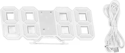 Obrázek produktu pro Digitální nástěnné hodiny s LED displejem, ukazatelem teploty a budíkem, bílé, do obývacího pokoje, 3D design