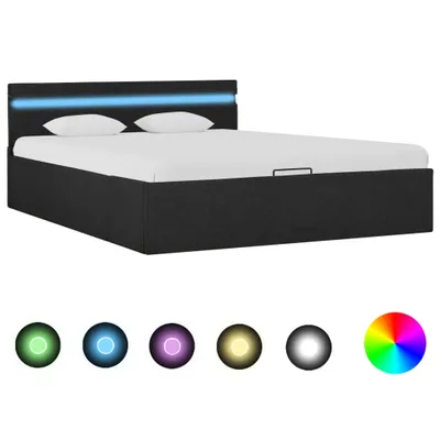 Immagine prodotto di vidaXL Letto con rete idraulica LED in tessuto grigio scuro 140x200 cm
