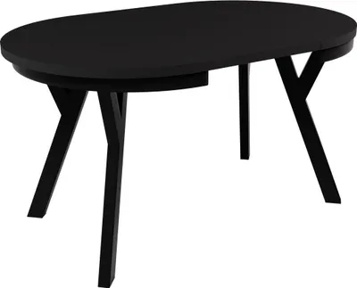 Produktbild von Esstisch ARI Rund 90-190 cm Ausziehbar Schwarz Matt Metallbeine Loft Design