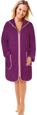 Immagine prodotto di Accappatoio da donna in spugna, con zip, taglia XXXL, color viola