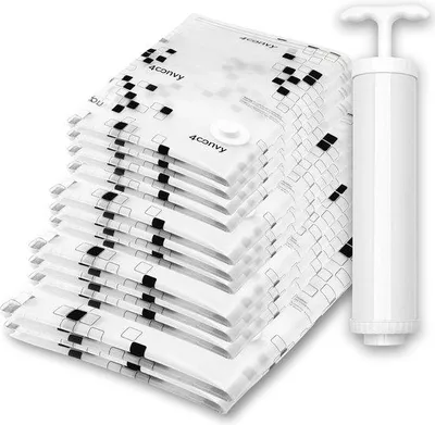 Produktbild von Famanu Vakuumtaschen 12 Stück - Wiederverwendbare platzsparende Aufbewahrungstaschen für Bettdecken, Bettwäsche und Kissen