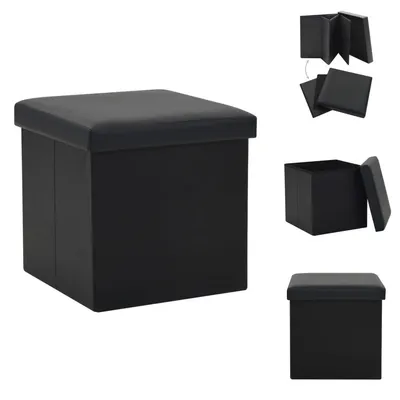Produktbild von vidaXL Hocker mit Stauraum Schwarz Kunstleder - Klappstühle & Hocker