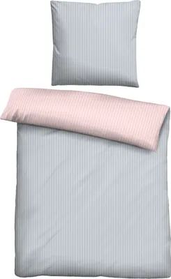 Produktbild von Traumhaft schlafen - Castell - Markenbettwäsche Baumwoll Renforce Bettwäsche 0040774 LÄNGSSTEREIFEN color: sturmgrau, size: 1x 135x200 cm + 1x 80x80 cm