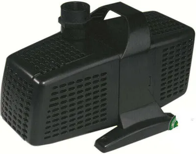 A black water pump is shown against a white background.