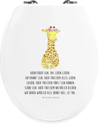 Produktbild von Mr. & Mrs. Panda Klodeckel Giraffe Blumenkranz - Weiß - Geschenk, WC Brille, Afrika, Sitz, Abenteurer, Klo-Deckel, Freundin, Selbstliebe, Toilettendeckel, WC-Sitz