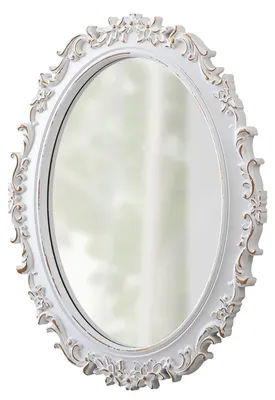 Imagen del producto de Espejo de pared ovalado con marco de madera, 54 x 51 cm, estilo barroco, ideal para salón y baño