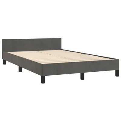 Image de Cadre de lit sans matelas gris foncé 120x190 cm velours