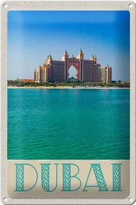 Produktbild von Blechschild Reise 20x30cm Dubai Strand Meer Moschee Sonne