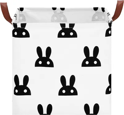 Produktbild von SPRINGOS Wäschesammler 33 x 33 cm Tasche mit Henkel Kaninchenmuster Spielzeugtasche